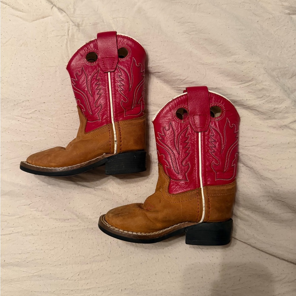 Old West Kids Boots - Red and Brown